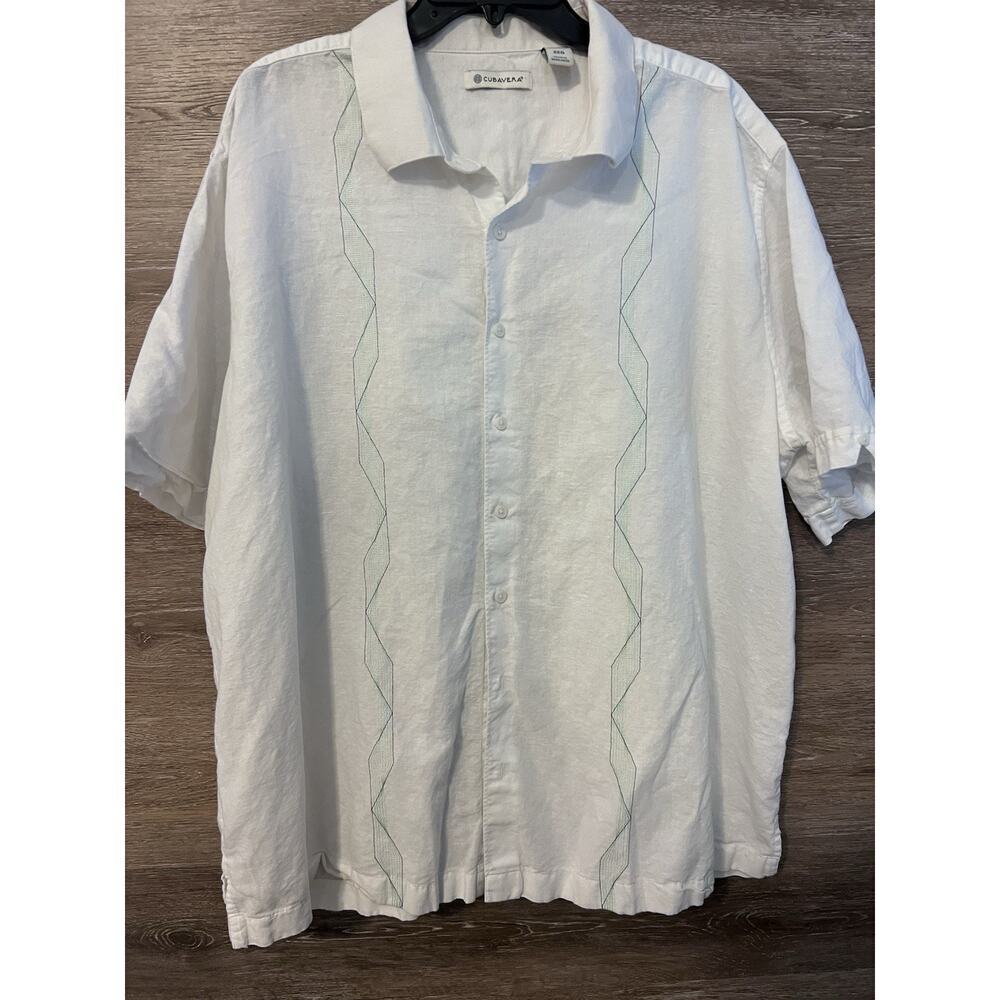 Cubavera XXL Embroidery Guayabera Lightweight Button Shirt Short Sleeve Linen